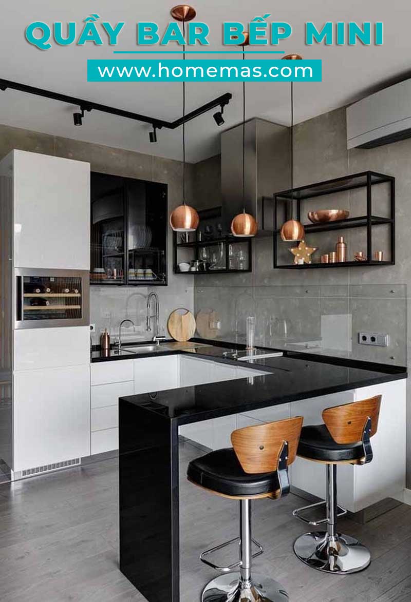 Mẫu quầy bar bếp mini đẹp
