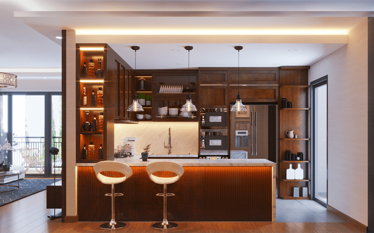 Quầy bar từ gỗ tự nhiên