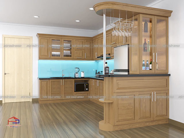 Tủ bếp gỗ sồi tự nhiên