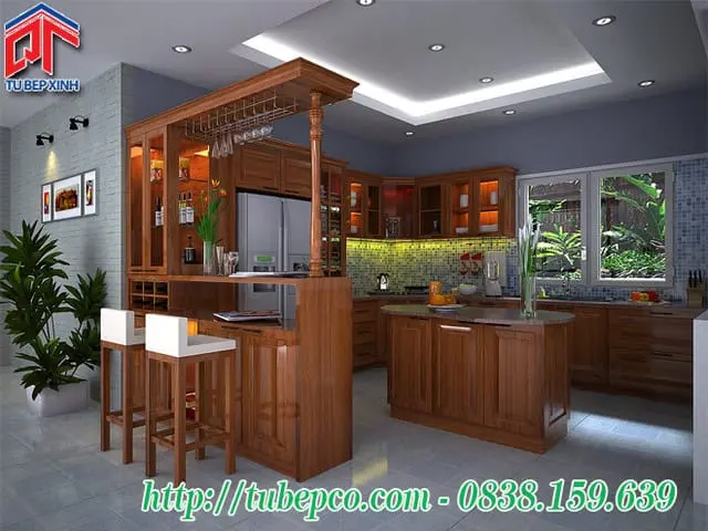 Quầy bar sáng tạo trong không gian bếp