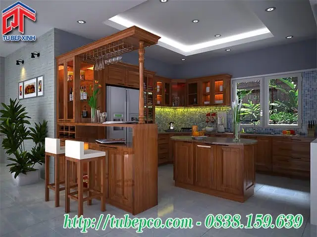 Quầy bar sáng tạo trong không gian bếp