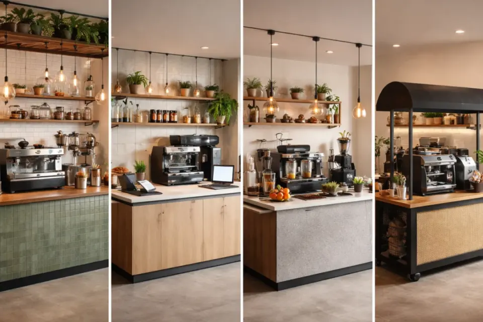 quầy cafe có kệ trưng bày – hình ảnh Bluecons