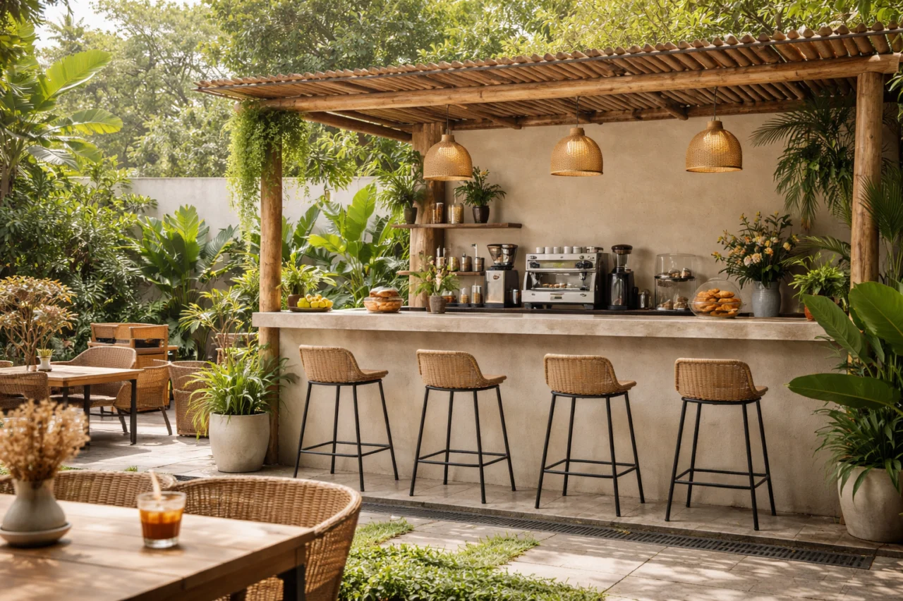 quầy cafe ngoài trời – ảnh minh họa