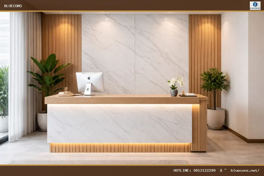 Quầy lễ tân 2m – ảnh minh họa Bluecons