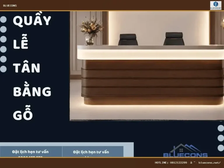 Quầy lễ tân bằng gỗ – hình ảnh Bluecons