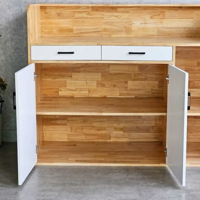 Quầy lễ tân gỗ cao su có ngăn 6