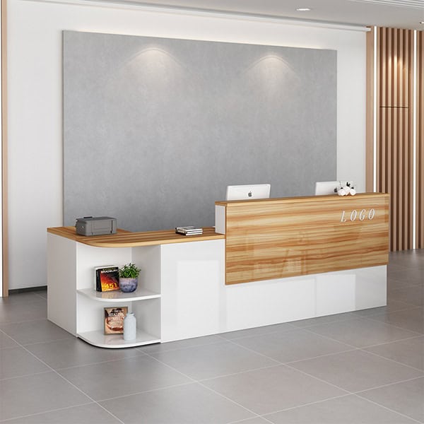 Quầy lễ tân gỗ công nghiệp với thiết kế đẹp