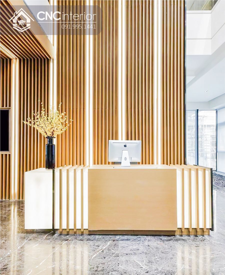 Quầy lễ tân kết hợp kim loại