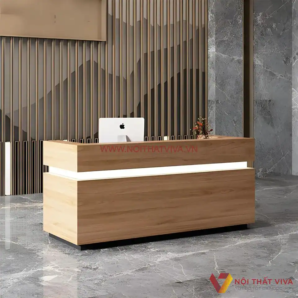 Quầy lễ tân gỗ MDF hiện đại