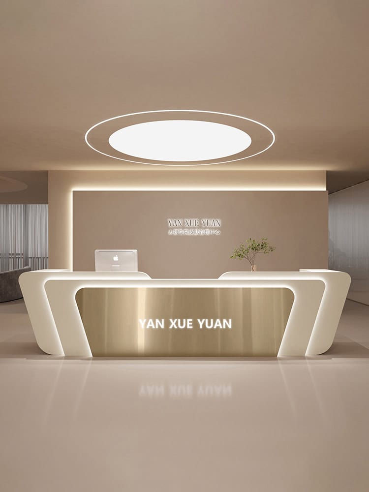 Mẫu quầy lễ tân inox hiện đại