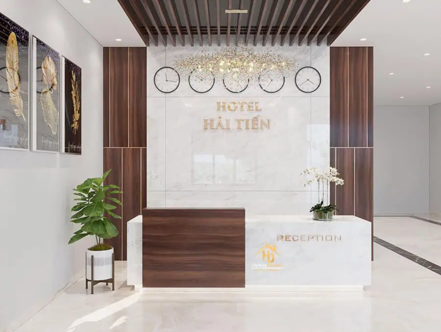 Quầy lễ tân kết hợp đèn LED