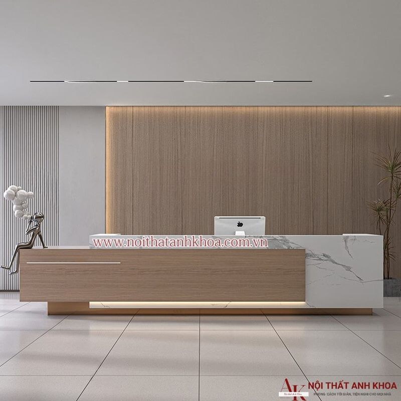 Quầy lễ tân khách sạn gỗ công nghiệp đẹp hiện đại