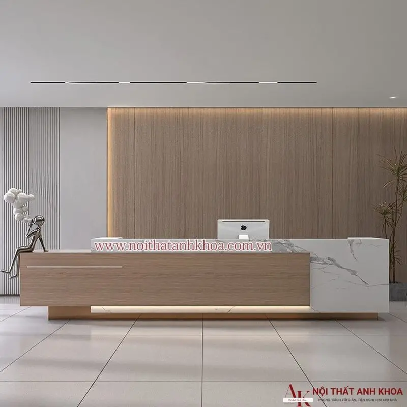 Quầy lễ tân khách sạn gỗ công nghiệp đẹp hiện đại