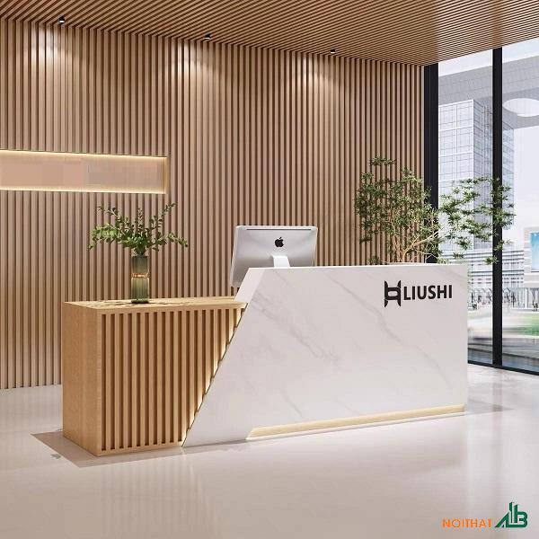 Quầy lễ tân cao cấp lam sóng gỗ