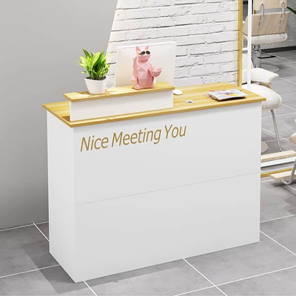 Bàn quầy lễ tân nhỏ gọn bằng gỗ công nghiệp