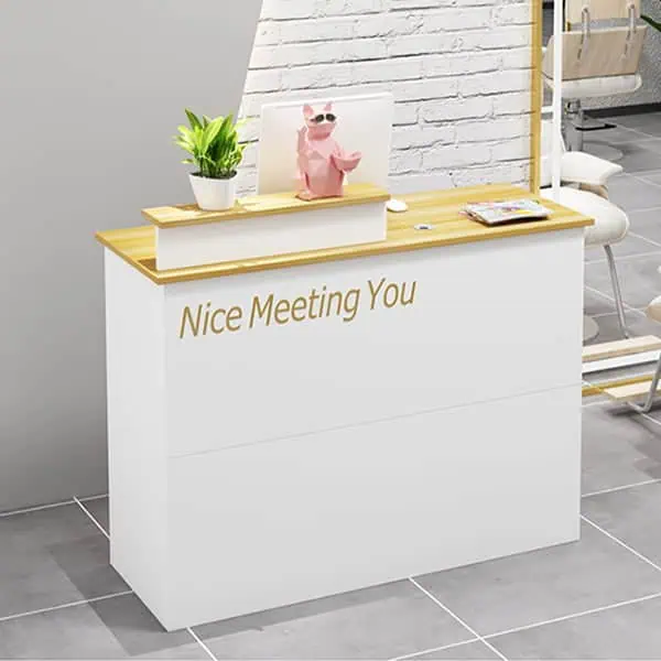 Bàn quầy lễ tân nhỏ gọn bằng gỗ công nghiệp