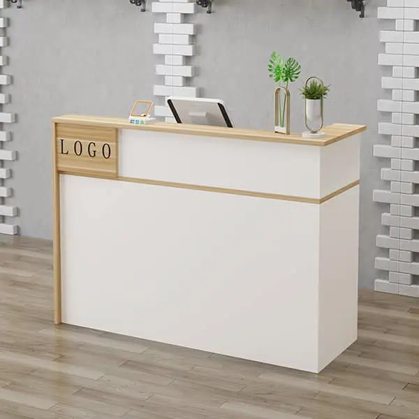 Bàn quầy lễ tân đẹp nhỏ gọn bằng gỗ