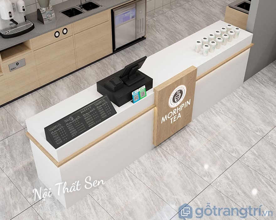Quầy lễ tân quán cafe hiện đại