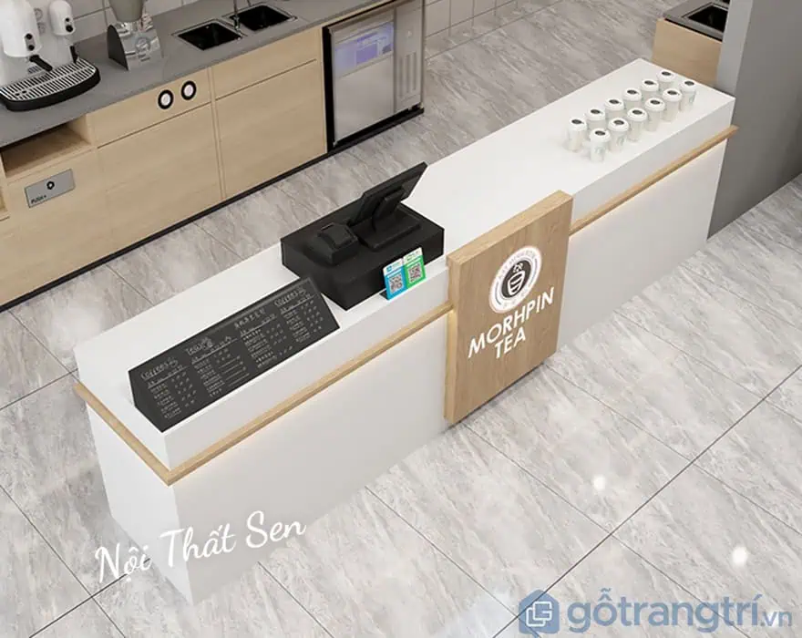 Quầy lễ tân quán cafe hiện đại