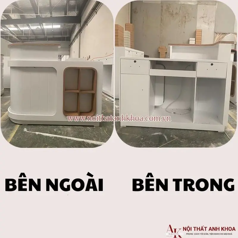 Quầy lễ tân spa gỗ MDF có LED