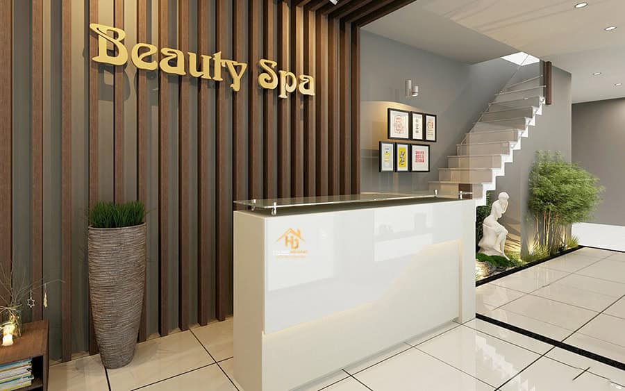Quầy lễ tân đẹp với ánh sáng tự nhiên