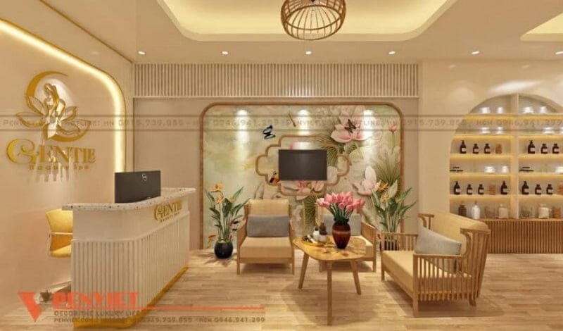 Quầy lễ tân gỗ tự nhiên