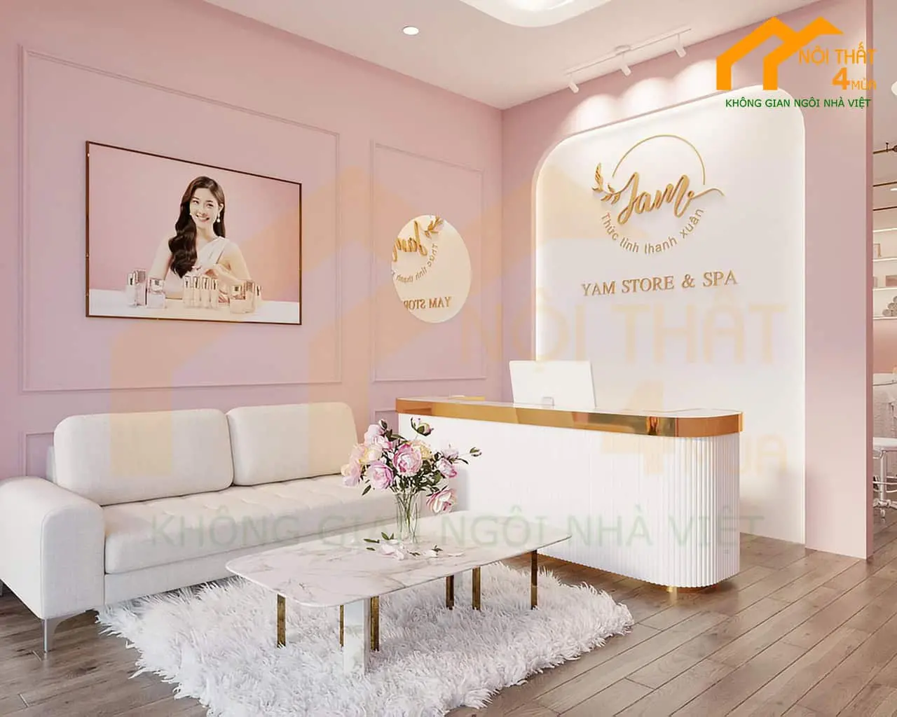 Quầy lễ tân spa đẹp ấn tượng