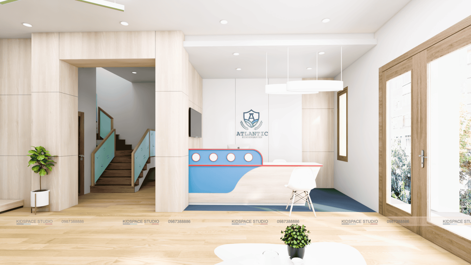 Khu vực lễ tân trường mầm non