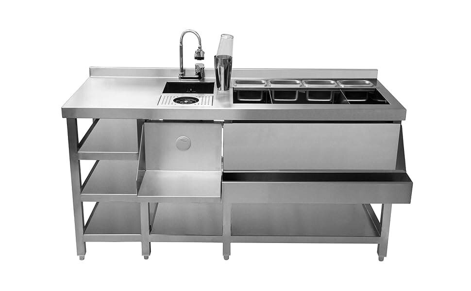 Quầy pha chế inox có chậu rửa thi công nhanh chóng