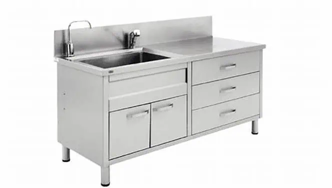 Quầy pha chế inox nhỏ gọn có ngăn kéo