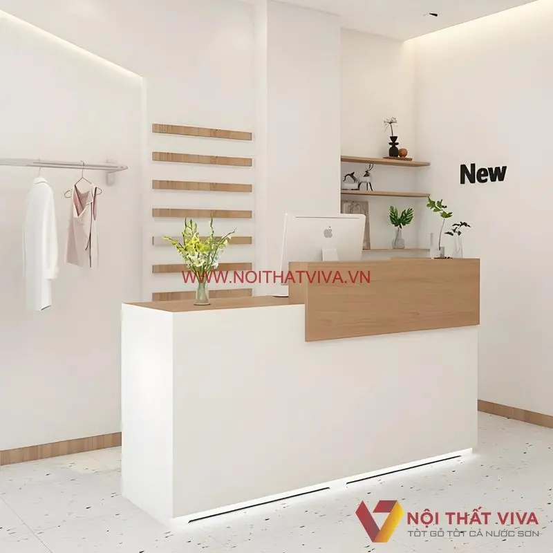 Quầy spa đẹp gỗ công nghiệp thiết kế tối giản, hiện đại