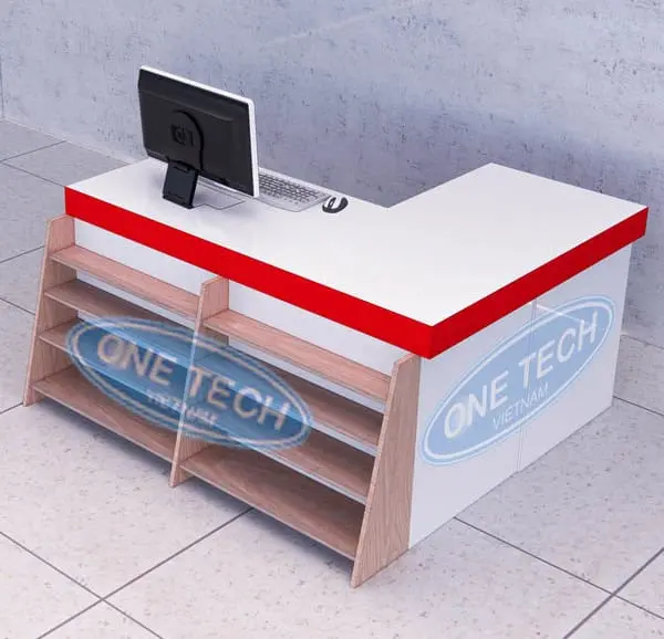 Quầy thu ngân gỗ mặt đá hiện đại