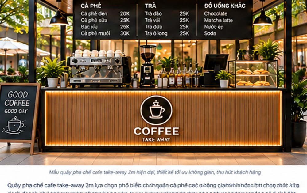 Quầy pha chế trà sữa chữ L: minh họa không gian và giải pháp thiết kế 6