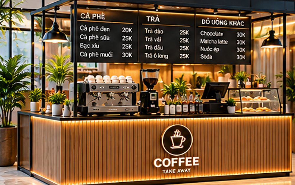 Quầy pha chế trà sữa chữ L: minh họa không gian và giải pháp thiết kế 8