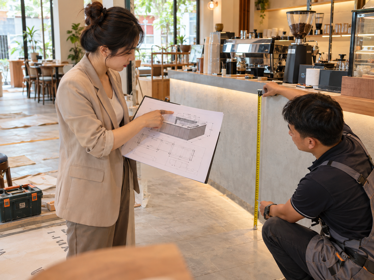 Khảo sát mặt bằng quầy pha chế