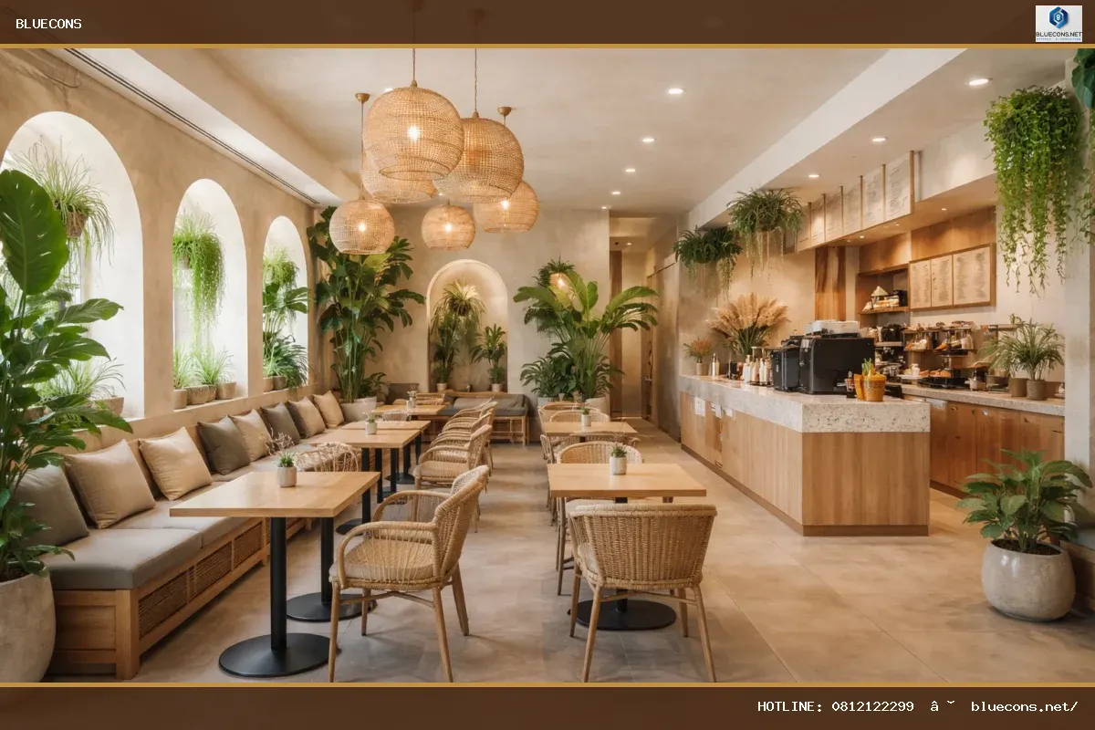 Setup quán cafe đẹp – ảnh minh họa Bluecons