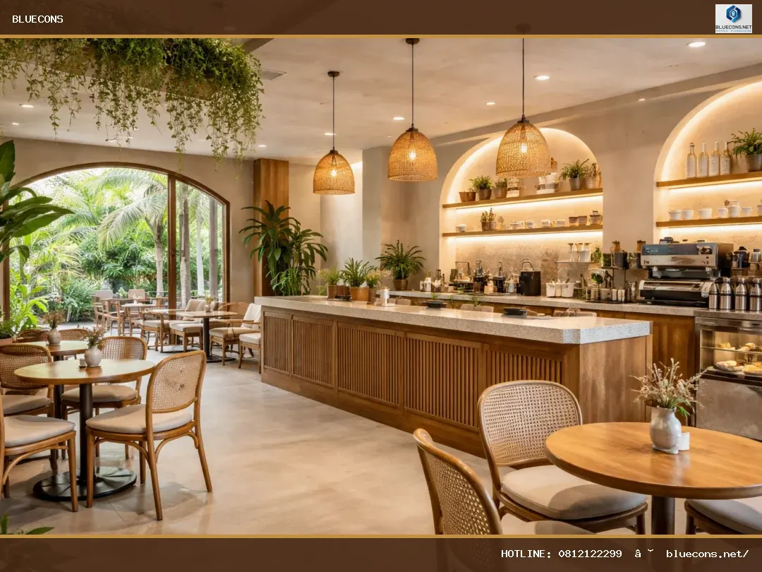 Setup quán cafe đẹp – ảnh minh họa Bluecons