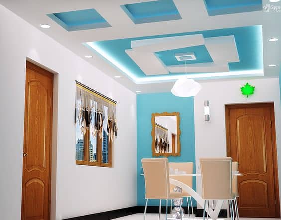 Mẫu trần thạch cao màu xanh đẹp
