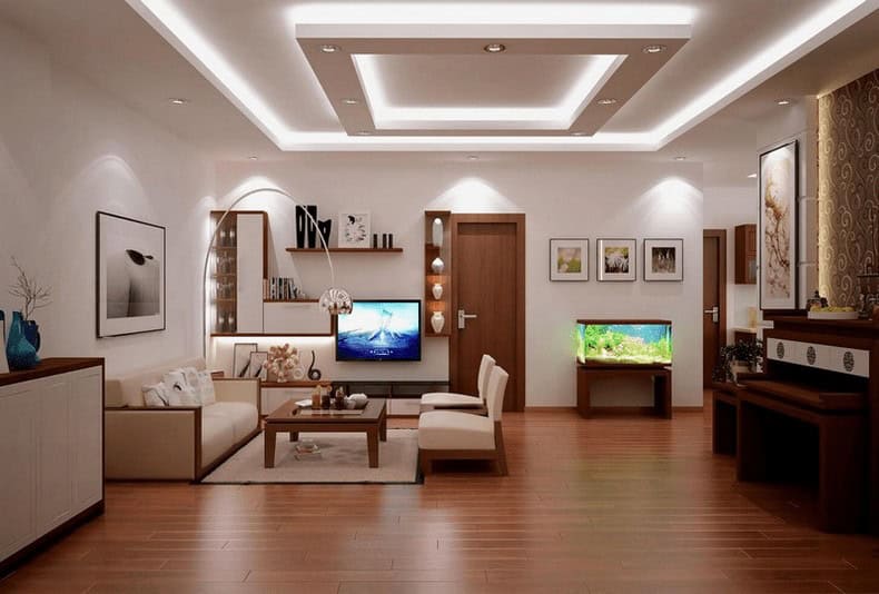 Mẫu trần thạch cao Fiat 2 cấp phòng khách