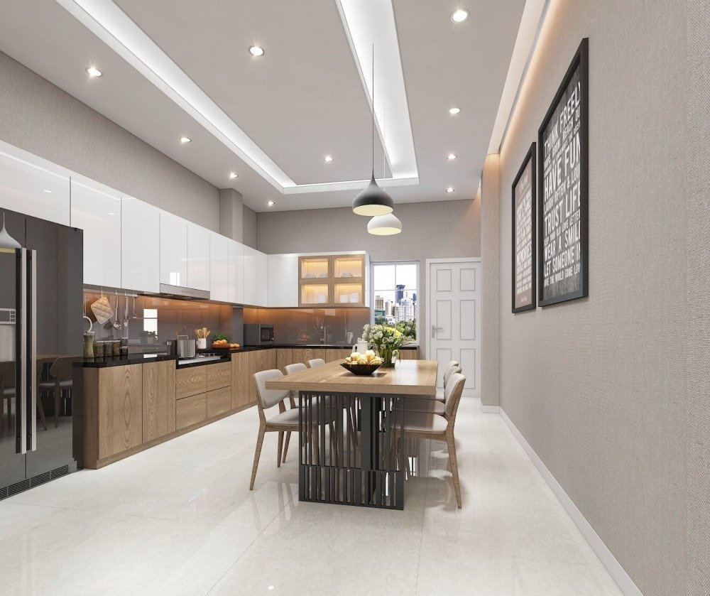 Mẫu trần thạch cao phòng bếp hiện đại
