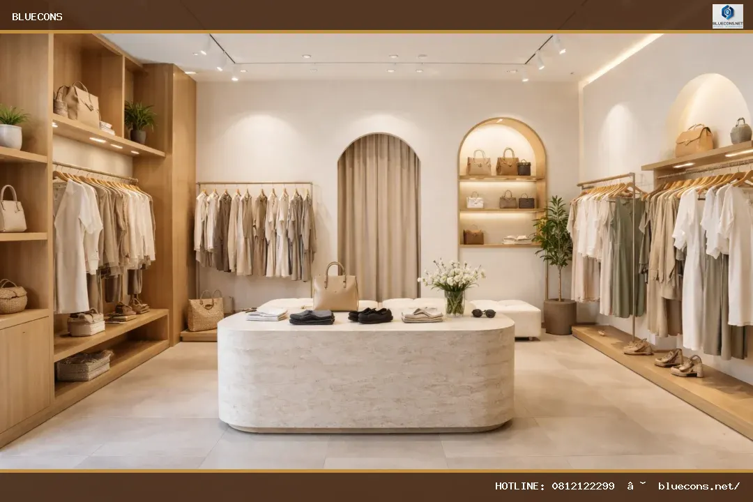 Thi công cửa hàng shop – ảnh minh họa Bluecons