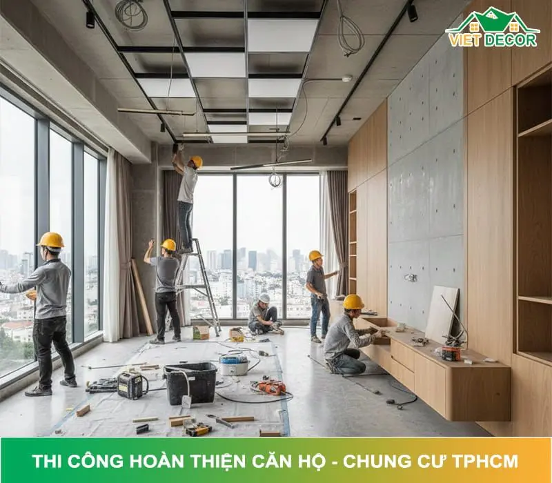 Hình ảnh thi công hoàn thiện chung cư ở TP.HCM