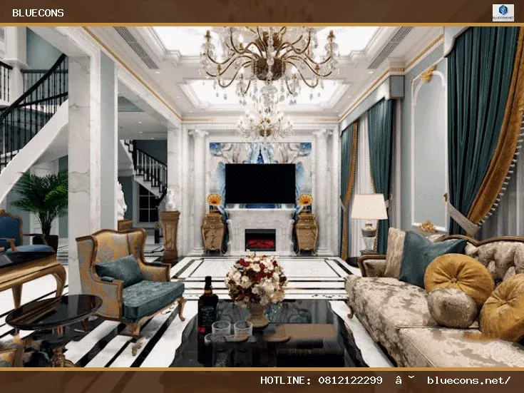 Thi công nội thất biệt thự tân cổ điển – hình ảnh Bluecons