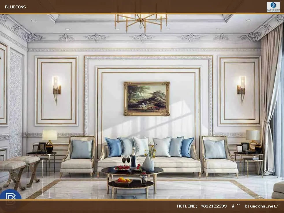 Thi công nội thất biệt thự tân cổ điển – hình ảnh Bluecons