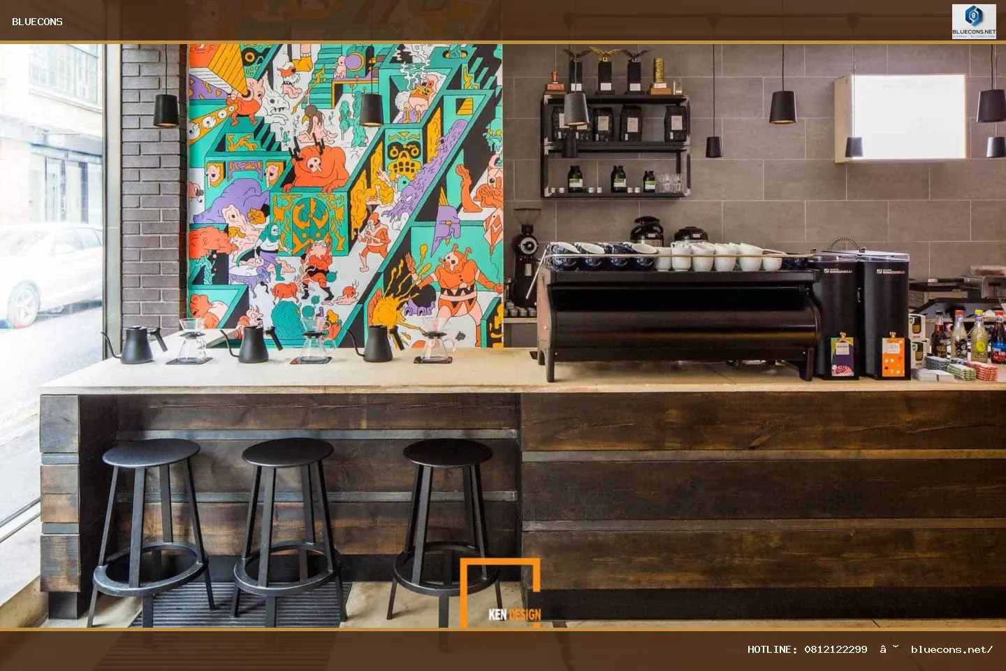 Thi công quầy bar quán cafe – hình ảnh Bluecons