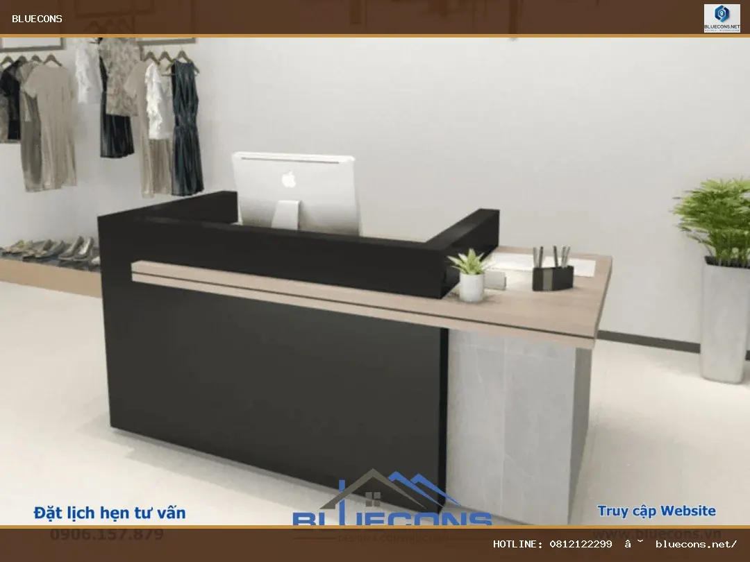 Thi công quầy lễ tân – hình ảnh Bluecons