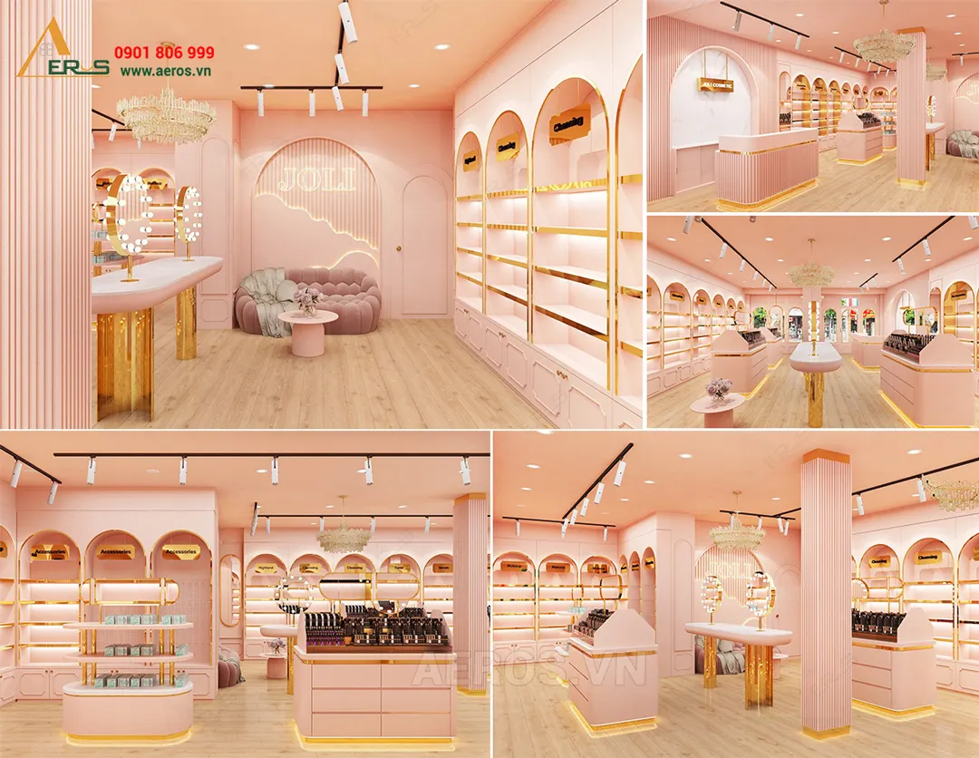 Thiết kế shop mỹ phẩm hiện đại