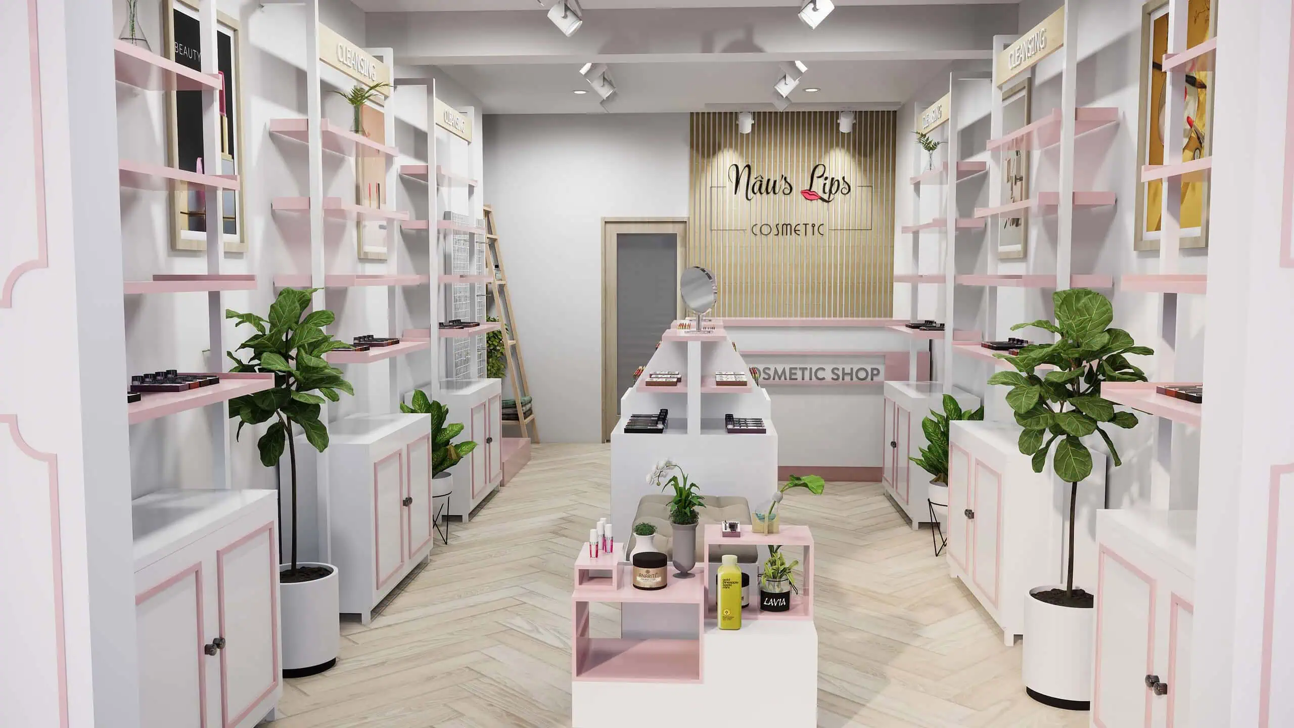 Thiết kế shop mỹ phẩm sang trọng