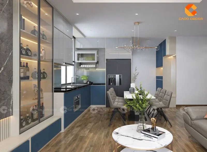 Thi công tủ bếp acrylic đẹp sáng trong