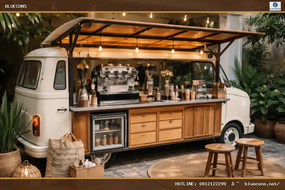 Thi công xe cafe giá rẻ – hình ảnh Bluecons